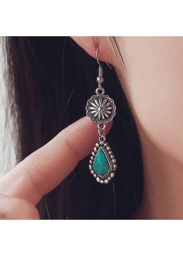 Mint Green Geometric Turquoise Alloy Earrings - unsigned - Modalova