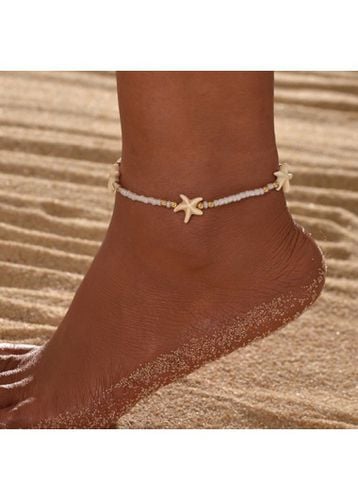 Beige Alloy Starfish Beaded Detail Anklet - unsigned - Modalova