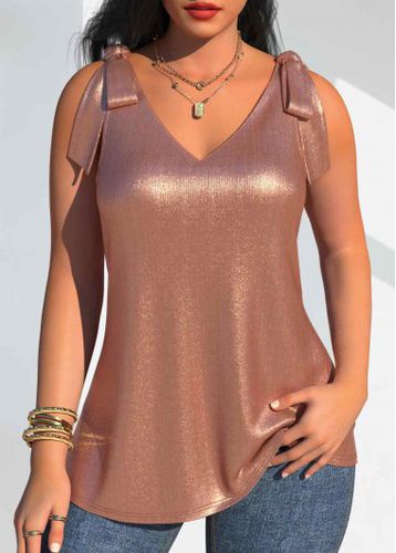 Rose Gold Coating Sleeveless V Neck Tank Top - unsigned - Modalova