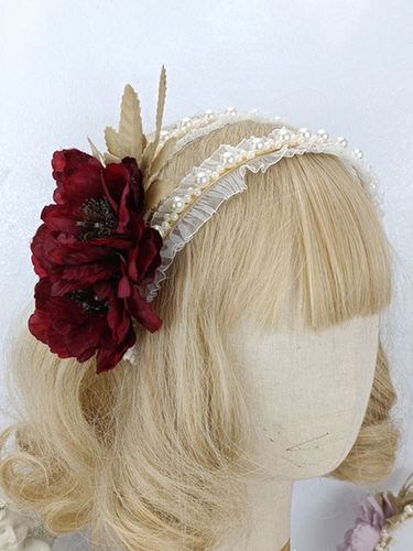ROCOCO Style Lolita Accessories Cameo Pink FlowersÂ Pearls Polyester Fiber Headwear Miscellaneous - milanoo.com - Modalova