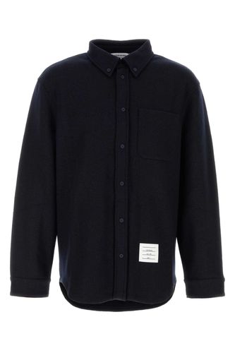 Midnight Blue Cotton Blend Oversize Shirt Exterior: Wool Camicie - Men - Thom Browne - Modalova