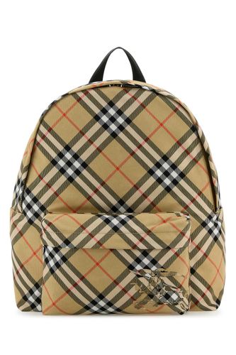 Embroidered Fabric Check Backpack Sand Polyester Polyurethane Zaini - Men - Burberry - Modalova
