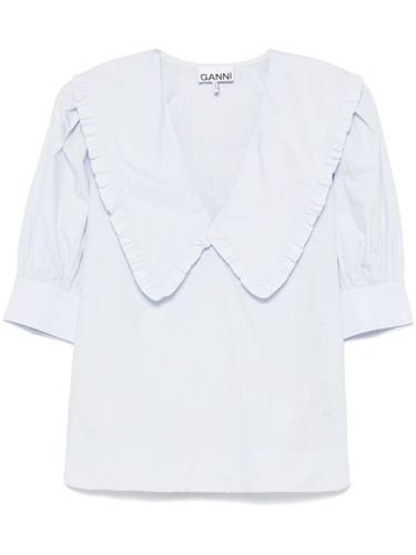 Organic Cotton V-Necked Blouse - GANNI - Modalova