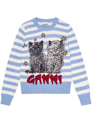 Embroidered Striped Wool Sweater - GANNI - Modalova