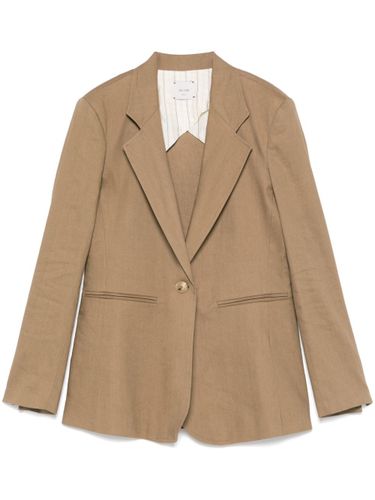 Linen Blend Single-Breasted Blazer Jacket - Alysi - Modalova