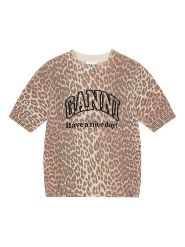 GANNI Logo Wool T-Shirt - GANNI - Modalova