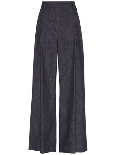 Wide Smart Cotton Denim Effect Trousers - Brunello Cucinelli - Modalova