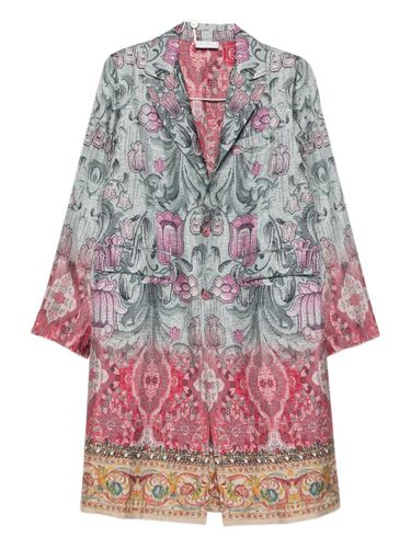 Silk Printed Single-Breasted Coat - Pierre Louis Mascia - Modalova