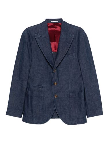 Denim Single-Breasted Jacket - Brunello Cucinelli - Modalova
