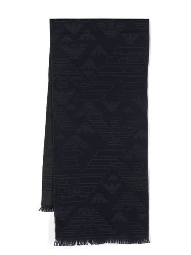 Allover Logo Wool Scarf - Emporio Armani - Modalova