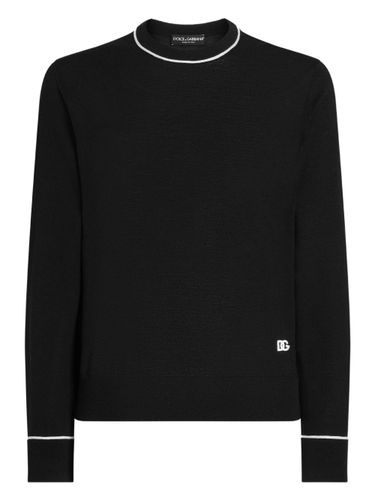 Wool Sweater With Logo - Dolce & Gabbana - Modalova