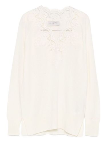 Embroidered V-Necked Sweater - ERMANNO - Modalova
