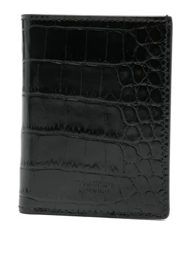 Shiny Crocodile-Print Leather Card Holder - Tom Ford - Modalova