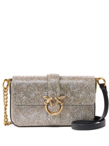 Love Bag Slouchy Leather Bag With Rhinestones - Pinko - Modalova