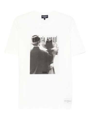 Printed Cotton T-Shirt - Emporio Armani - Modalova