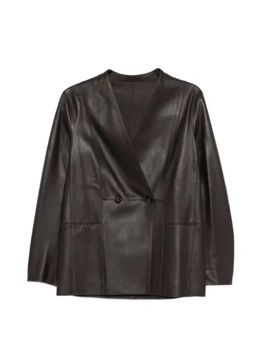 Leather Blazer Jacket - Emporio Armani - Modalova