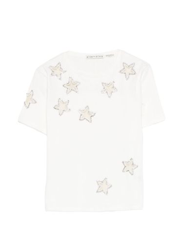 Embroidered Cotton T-Shirt - ALICE+OLIVIA - Modalova