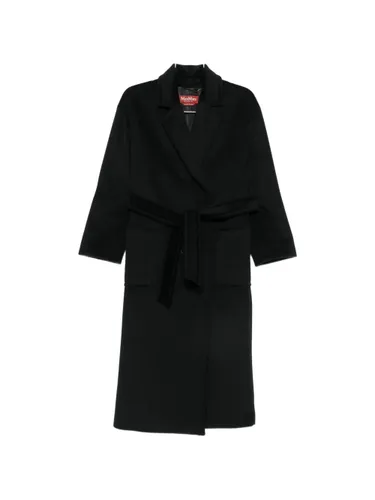 Wool Coat With Notch Lapels, Wrap Design And Detacha - Max Mara - Modalova