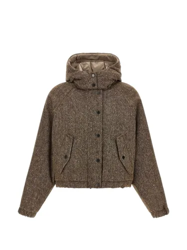 Nylon And Wool Down Jacket - Brunello Cucinelli - Modalova