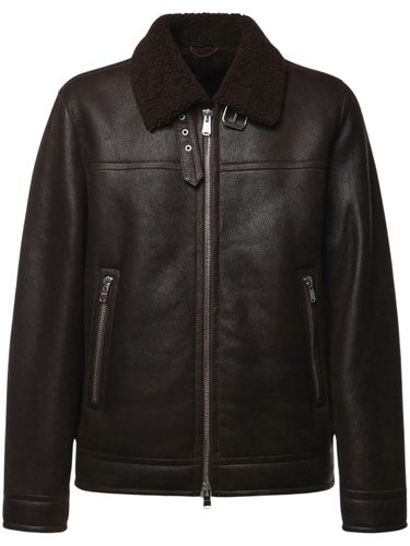 Shearling-Collar Leather Jacket - Dondup - Modalova