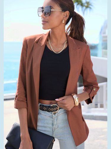 Blazer long blazer élégant avec fines épaulettes - LASCANA - Modalova