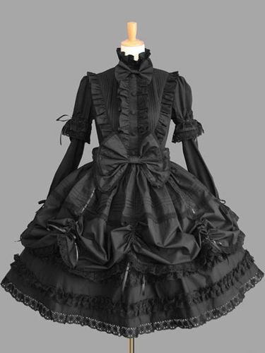 Robe gothique Lolita avec volants en dentelle et nœud décoratif robe de princesse victorienne en 3 couleurs - milanoo.com - Modalova