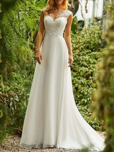 Robe de mariée simple; robe de mariée trapèze - milanoo.com - Modalova