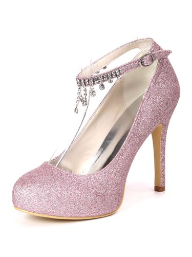 Chaussures de mariée blanche en PU plateforme talon haut boucle métal réglable - milanoo.com - Modalova
