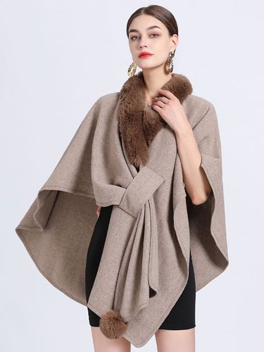 Poncho avec Manches Longues à Col Revers Unicolore - milanoo.com - Modalova