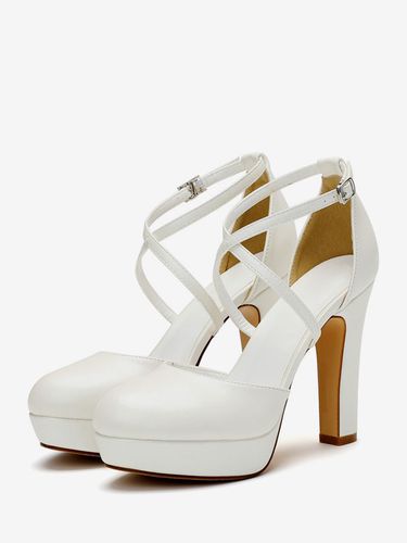 Chaussures de mariée plateforme talon haut boucle réglable - milanoo.com - Modalova