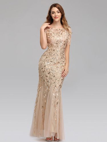 Robes De Soirée Sirène Manches Courtes Robe Maxi Semi-formelle - milanoo.com - Modalova