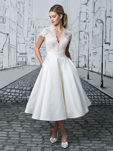 Robe de mariée courte; robe de mariée vintage - milanoo.com - Modalova