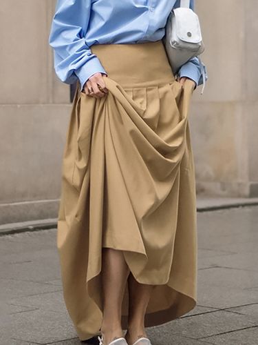 Jupe longue plissée taille haute couleur unie élégante jupe de printemps 2025 - milanoo.com - Modalova