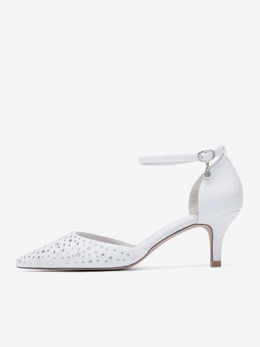 Chaussures de mariée à talon chaton en satin à bout pointu et strass - milanoo.com - Modalova