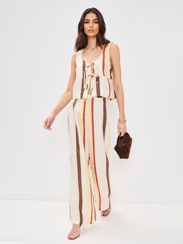 Ensemble 2 pièces rayé avec haut sans manches et pantalon ample 2025 - milanoo.com - Modalova