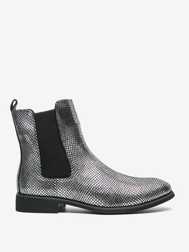Bottines Chelsea à bout pointu en cuir brillant imprimé python avec talon bas - milanoo.com - Modalova