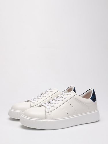 Baskets blanches de skate à bout rond patchwork lacets chaussures décontractées - milanoo.com - Modalova