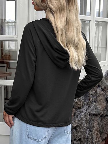 Sweat à capuche à demi-boutons et manches longues pull décontracté - milanoo.com - Modalova