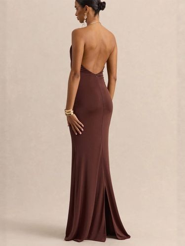 Robe de soirée longue sirène dos nu à décolleté plongeant drapée sur le devant et sans manches - milanoo.com - Modalova