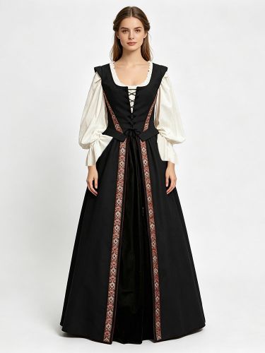Robe victorienne gothique de style médiéval Renaissance à col carré et taille carrée - milanoo.com - Modalova