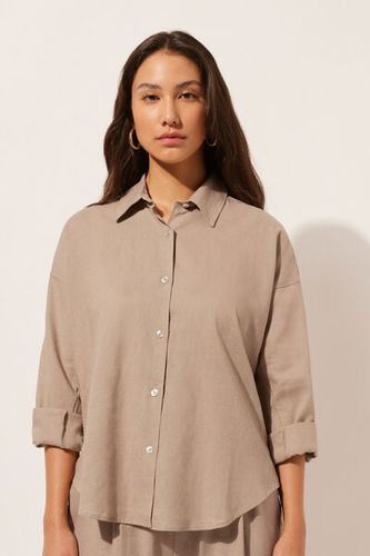 Cropped Linen and Viscose Shirt Woman Size S - Calzedonia - Modalova