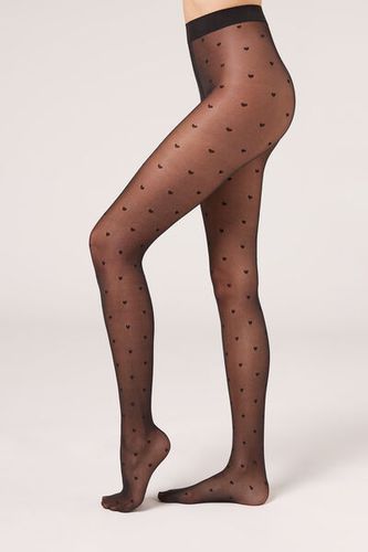 Pantis Transparentes de 30 Deniers con Corazoncitos Mujer Velikost XL - Calzedonia - Modalova