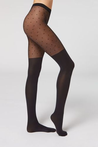 Dot Pattern Longuette Effect Tights Woman Black Size 1/2 - Calzedonia - Modalova