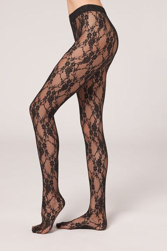 Pantis en Tejido de Encaje Floral Mujer Velikost M - Calzedonia - Modalova