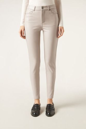 Thermal leather-effect pants Woman Pale Grey Size L - Calzedonia - Modalova