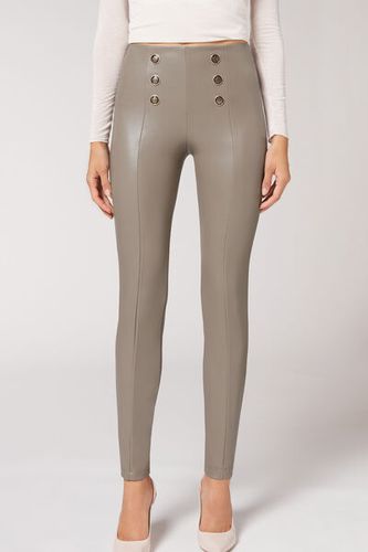 Leggings Marineros Skinny Encerados con Botones Mujer Velikost M - Calzedonia - Modalova