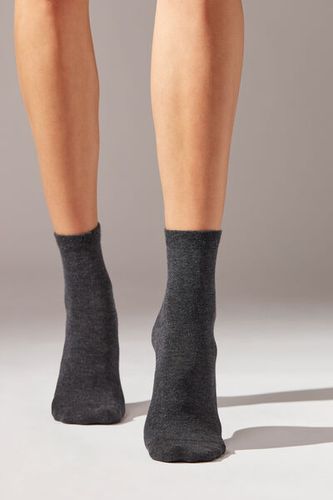 Short Socks with Trimmed Cuffs Woman Grey Size 39-41 - Calzedonia - Modalova