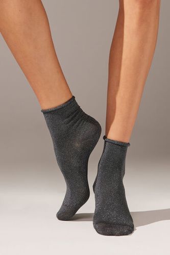 Short Socks with Glitter Woman Grey Size TU - Calzedonia - Modalova