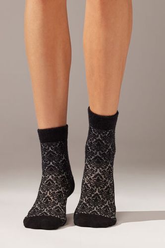 Extra Soft Damask Short Socks Woman Black Size TU - Calzedonia - Modalova