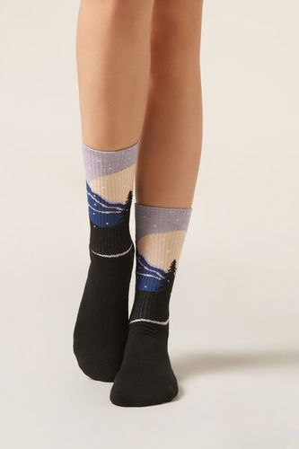 Mountain-Patterned Socks with Cashmere Woman Size TU - Calzedonia - Modalova